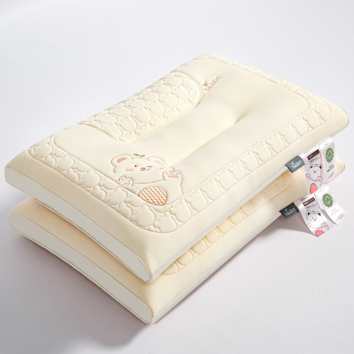 91家纺网 家纺一手货源 找家纺 织布人 2025新款枕芯夏季凉感冰丝小熊乳胶枕头防出汗儿童学生成人亲子枕 香草黄_一只40*60cm【学生枕】