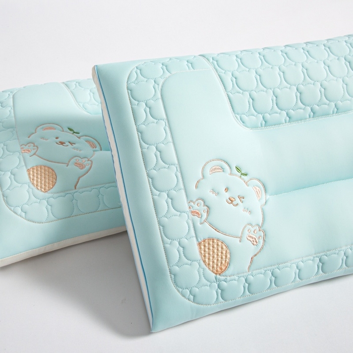 91家纺网 家纺一手货源 找家纺 织布人 2025新款枕芯夏季凉感冰丝小熊乳胶枕头防出汗儿童学生成人亲子枕 天空蓝_一只40*60cm【学生枕】