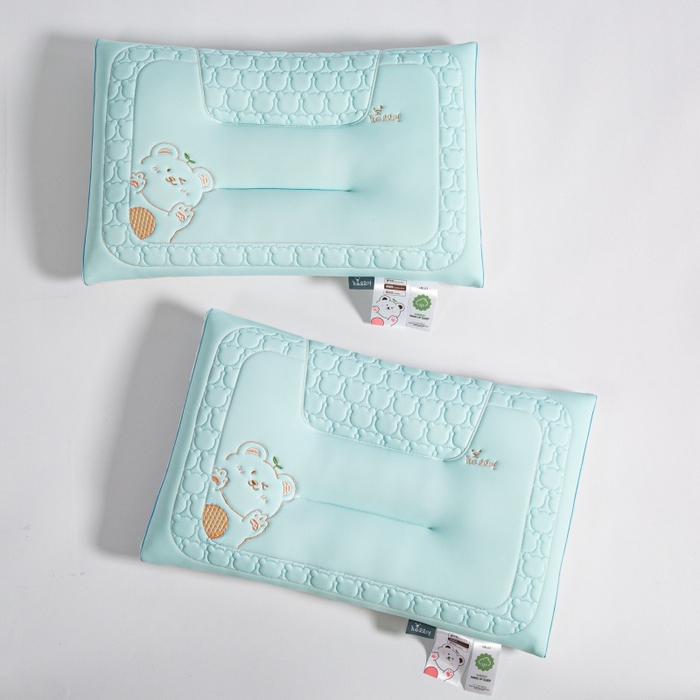 91家纺网 家纺一手货源 找家纺 织布人 2025新款枕芯夏季凉感冰丝小熊乳胶枕头防出汗儿童学生成人亲子枕 天空蓝_一只40*60cm【学生枕】