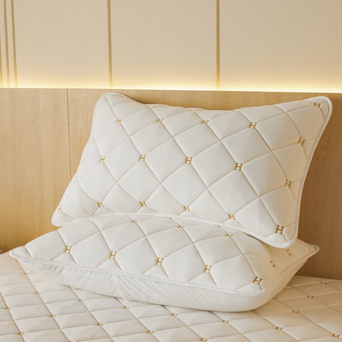 91家纺网 家纺一手货源 找家纺 芬晴家纺 2025新款全棉水洗棉A类防水系列枕套 H-奶白