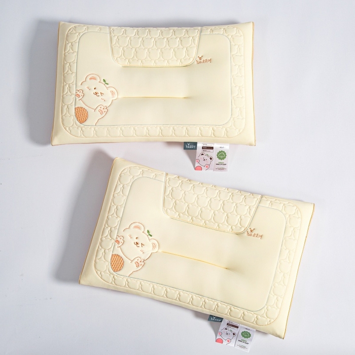 91家纺网 家纺一手货源 找家纺 织布人 2025新款枕芯夏季凉感冰丝小熊乳胶枕头防出汗儿童学生成人亲子枕 香草黄_一只30x50cm【儿童枕】   