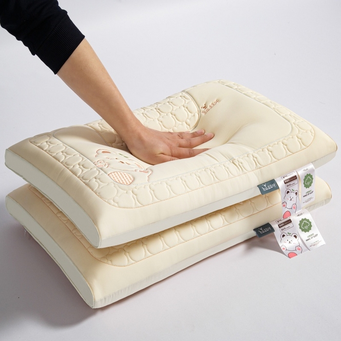 91家纺网 家纺一手货源 找家纺 织布人 2025新款枕芯夏季凉感冰丝小熊乳胶枕头防出汗儿童学生成人亲子枕 香草黄_一只30x50cm【儿童枕】   