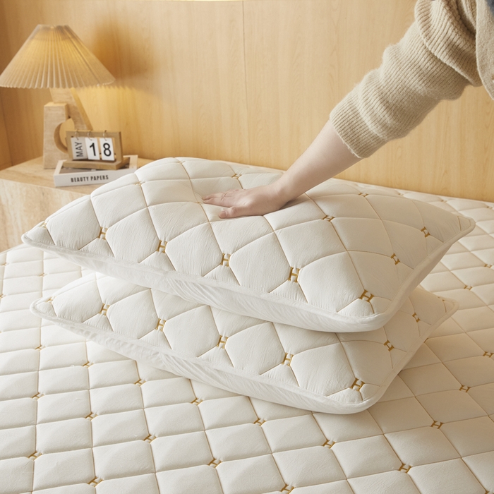 91家纺网 家纺一手货源 找家纺 芬晴家纺 2025新款全棉水洗棉A类防水系列枕套 H-奶白