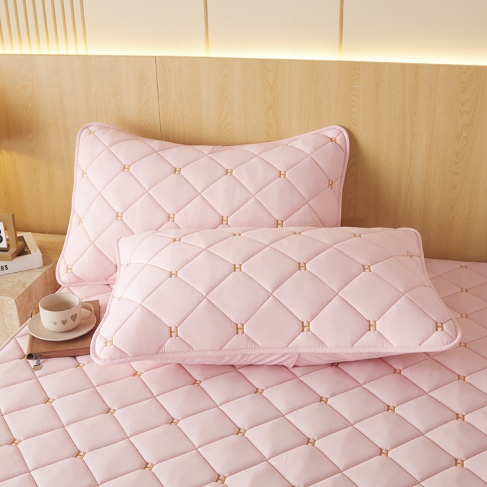 芬晴家纺 2025新款全棉水洗棉A类防水系列枕套 H-嫩粉