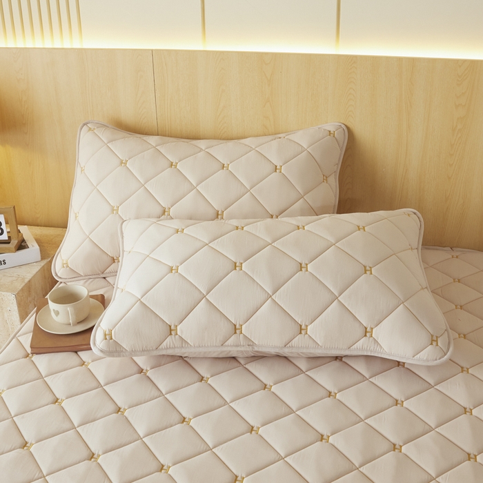 芬晴家纺 2025新款全棉水洗棉A类防水系列枕套 H-浅卡