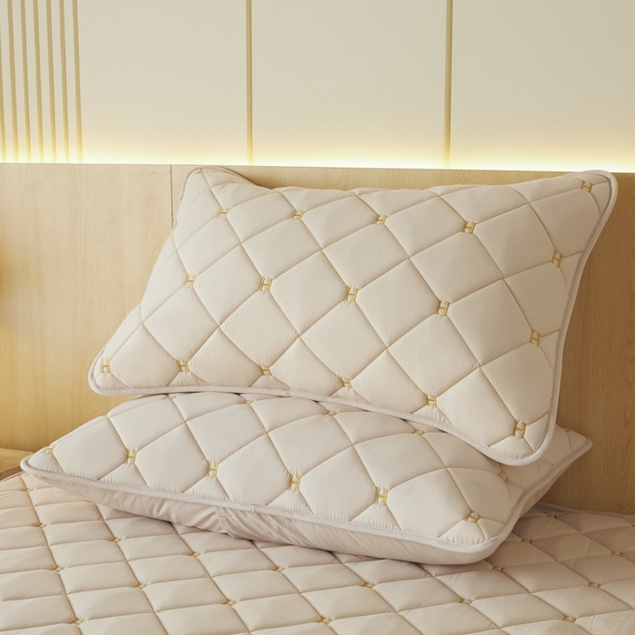 91家纺网 家纺一手货源 找家纺 芬晴家纺 2025新款全棉水洗棉A类防水系列枕套 H-浅卡