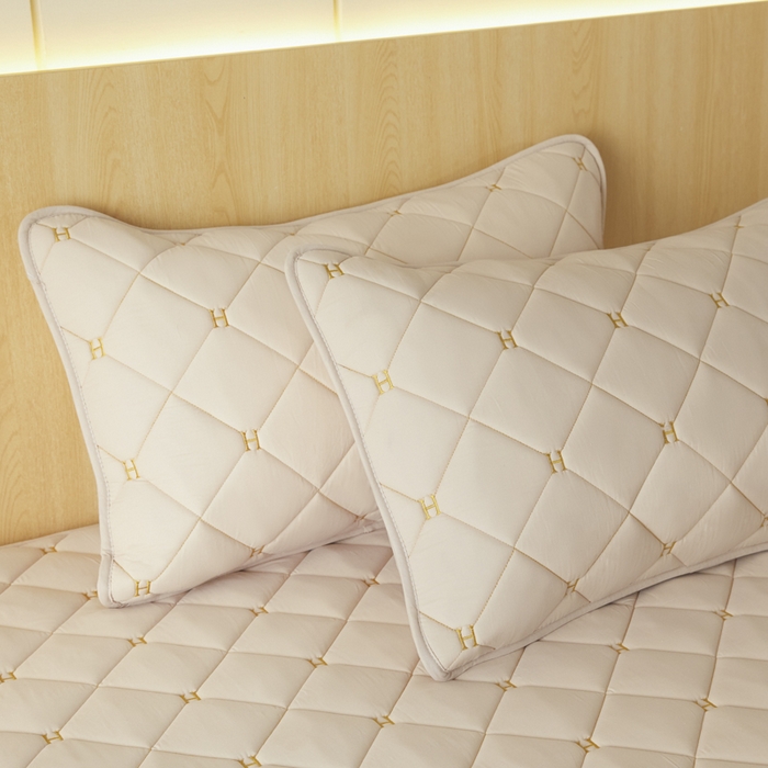 91家纺网 家纺一手货源 找家纺 芬晴家纺 2025新款全棉水洗棉A类防水系列枕套 H-浅卡