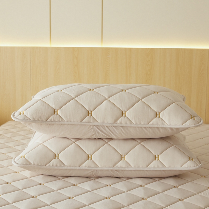 91家纺网 家纺一手货源 找家纺 芬晴家纺 2025新款全棉水洗棉A类防水系列枕套 H-浅卡