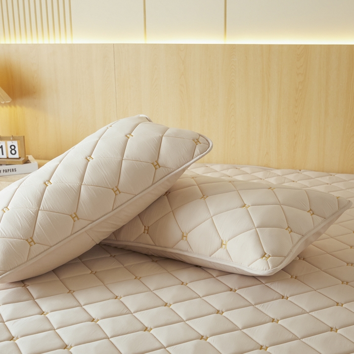 91家纺网 家纺一手货源 找家纺 芬晴家纺 2025新款全棉水洗棉A类防水系列枕套 H-浅卡