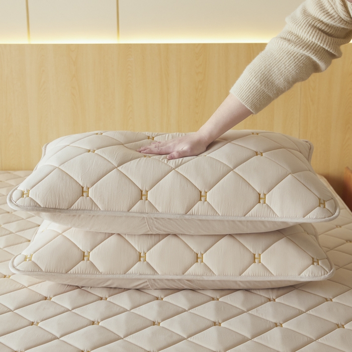 91家纺网 家纺一手货源 找家纺 芬晴家纺 2025新款全棉水洗棉A类防水系列枕套 H-浅卡