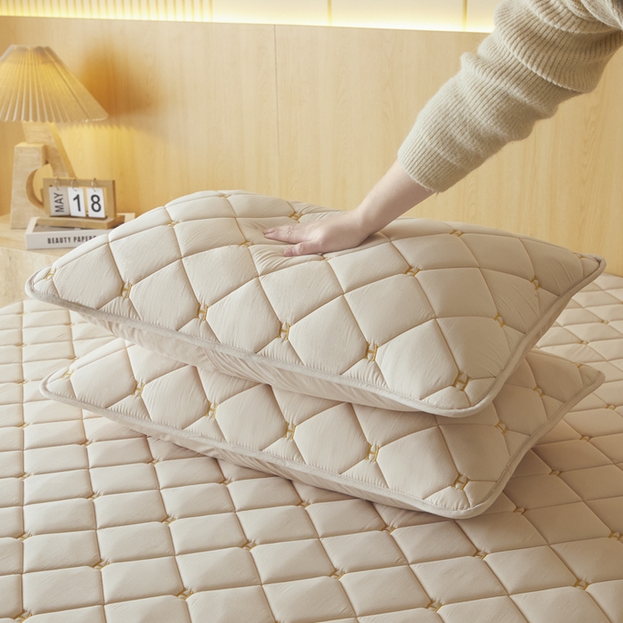 91家纺网 家纺一手货源 找家纺 芬晴家纺 2025新款全棉水洗棉A类防水系列枕套 H-浅卡