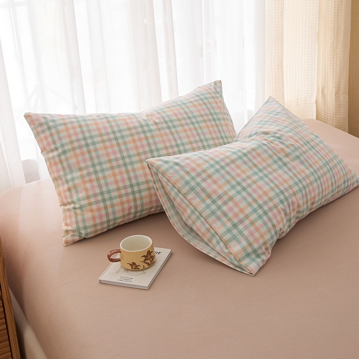 91家纺网 家纺一手货源 找家纺 芬晴家纺 2025新款A类全棉色织防水枕套系列 防水-冰淇淋格