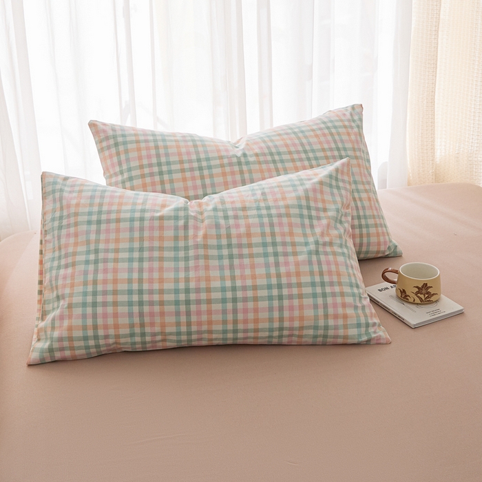 91家纺网 家纺一手货源 找家纺 芬晴家纺 2025新款A类全棉色织防水枕套系列 防水-冰淇淋格