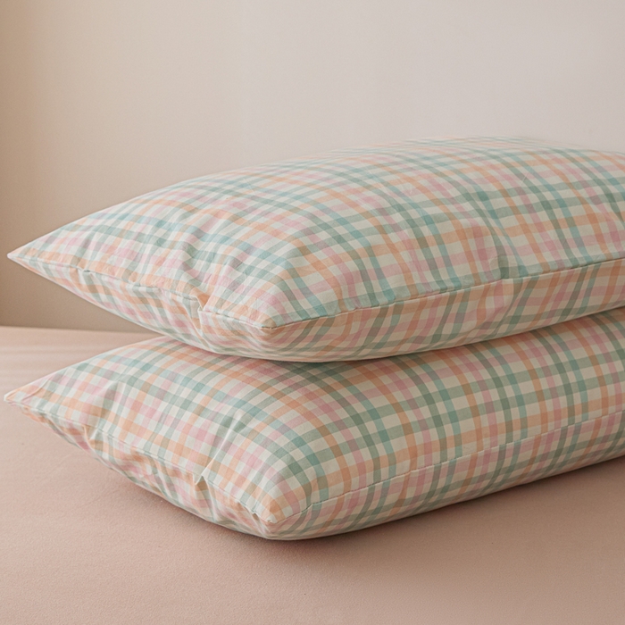 91家纺网 家纺一手货源 找家纺 芬晴家纺 2025新款A类全棉色织防水枕套系列 防水-冰淇淋格