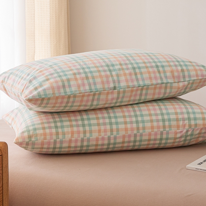 91家纺网 家纺一手货源 找家纺 芬晴家纺 2025新款A类全棉色织防水枕套系列 防水-冰淇淋格