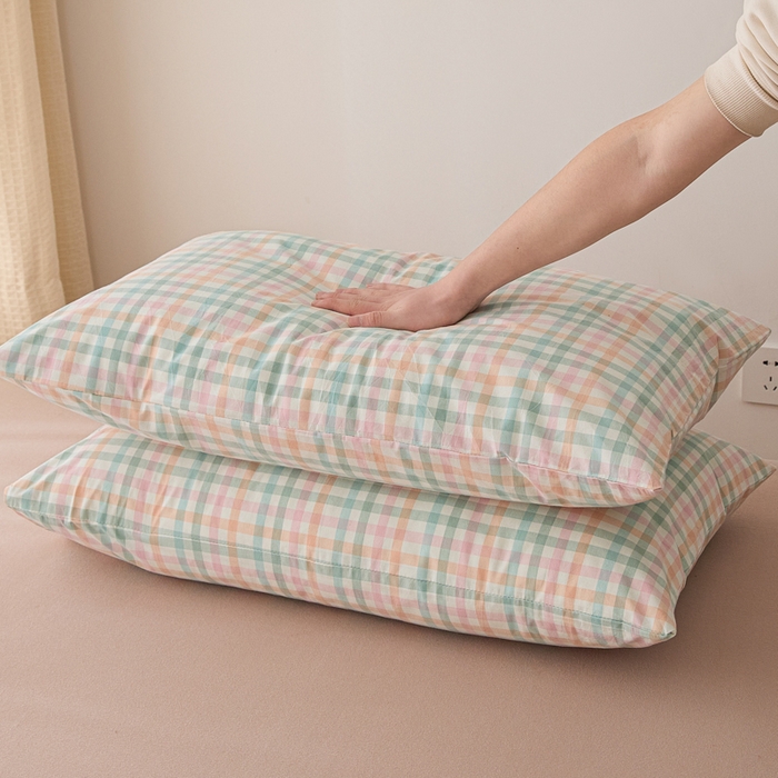 91家纺网 家纺一手货源 找家纺 芬晴家纺 2025新款A类全棉色织防水枕套系列 防水-冰淇淋格