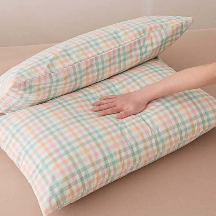 91家纺网 家纺一手货源 找家纺 芬晴家纺 2025新款A类全棉色织防水枕套系列 防水-冰淇淋格