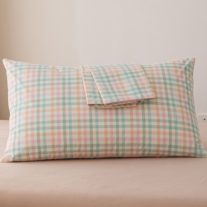 91家纺网 家纺一手货源 找家纺 芬晴家纺 2025新款A类全棉色织防水枕套系列 防水-冰淇淋格