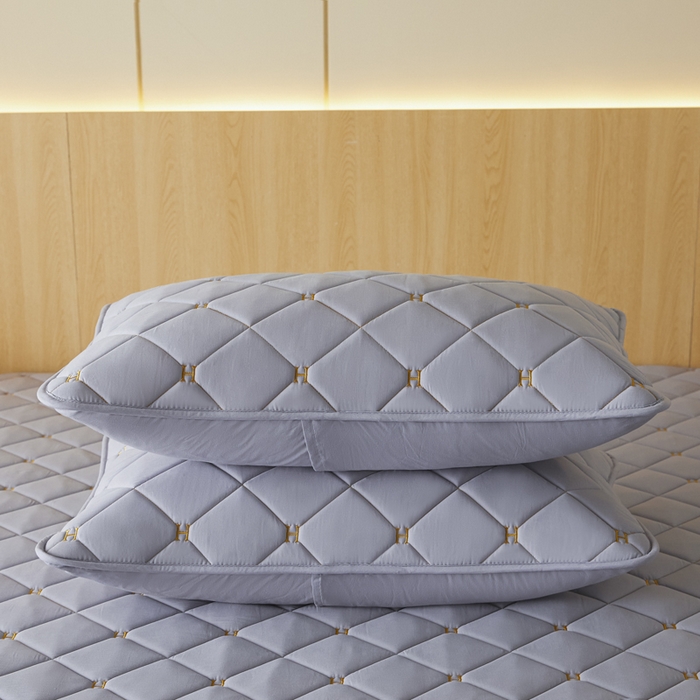 91家纺网 家纺一手货源 找家纺 芬晴家纺 2025新款全棉水洗棉A类防水系列枕套 H-星灰