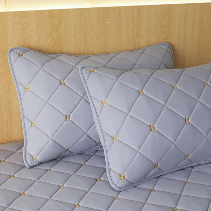 91家纺网 家纺一手货源 找家纺 芬晴家纺 2025新款全棉水洗棉A类防水系列枕套 H-星灰