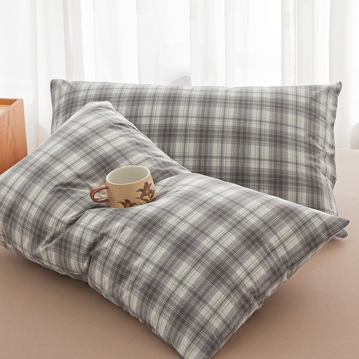 芬晴家纺 2025新款A类全棉色织防水枕套系列 防水-光年灰