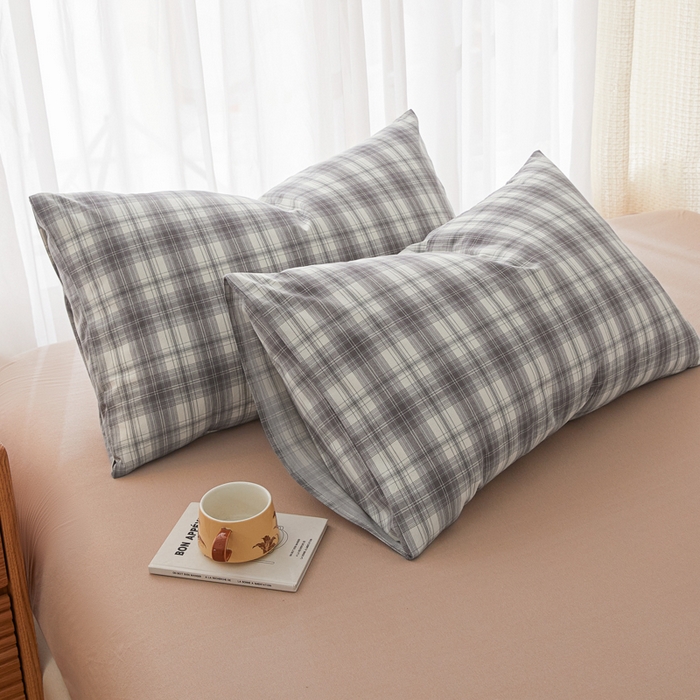 91家纺网 家纺一手货源 找家纺 芬晴家纺 2025新款A类全棉色织防水枕套系列 防水-光年灰