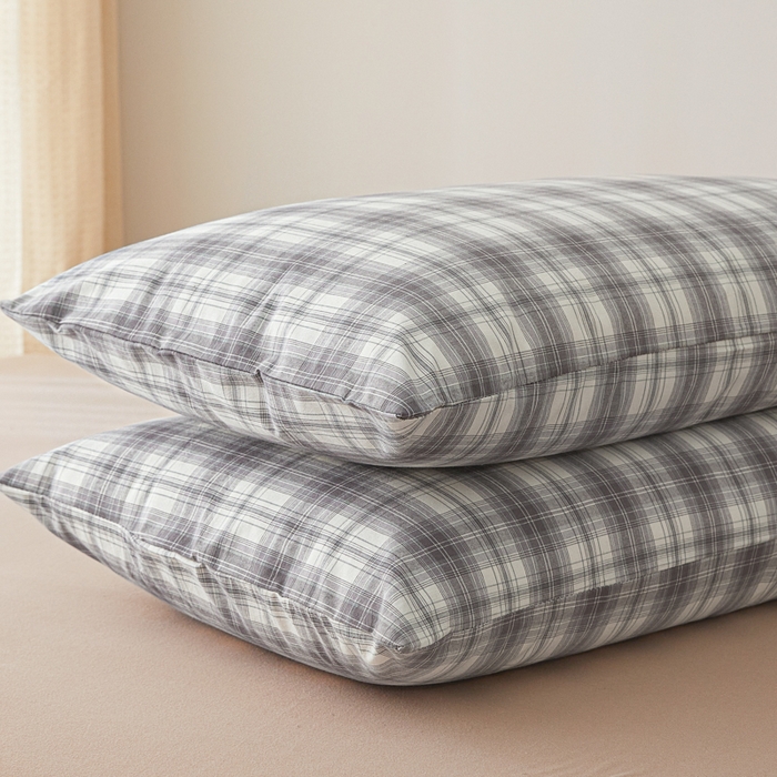 91家纺网 家纺一手货源 找家纺 芬晴家纺 2025新款A类全棉色织防水枕套系列 防水-光年灰