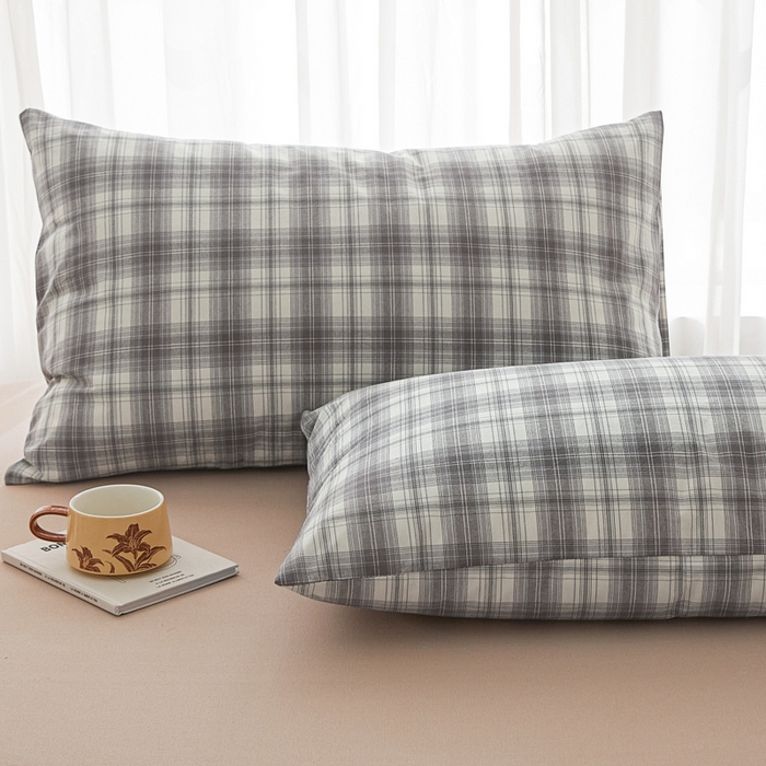 91家纺网 家纺一手货源 找家纺 芬晴家纺 2025新款A类全棉色织防水枕套系列 防水-光年灰