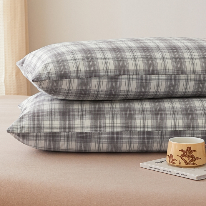 91家纺网 家纺一手货源 找家纺 芬晴家纺 2025新款A类全棉色织防水枕套系列 防水-光年灰