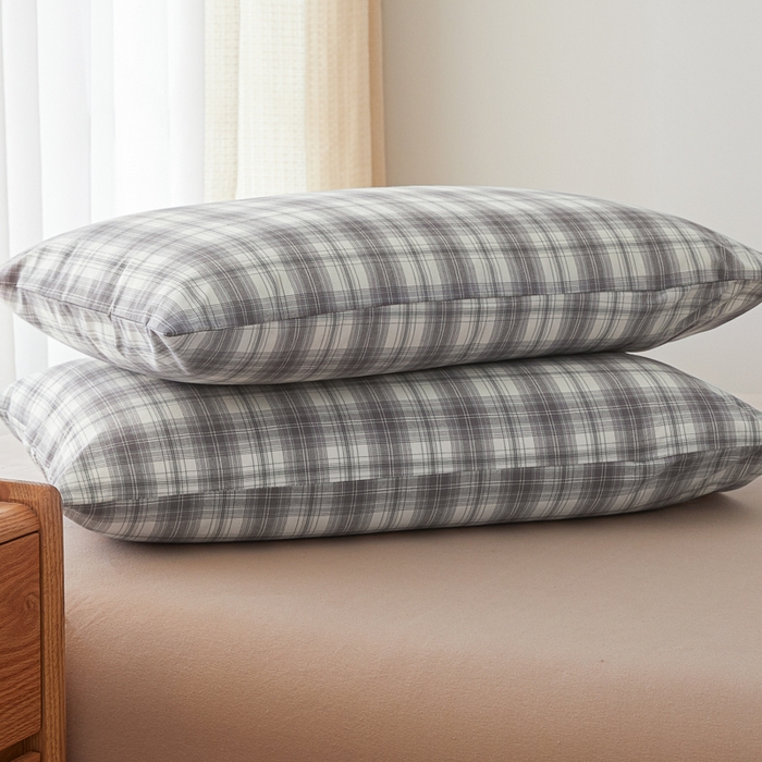 91家纺网 家纺一手货源 找家纺 芬晴家纺 2025新款A类全棉色织防水枕套系列 防水-光年灰