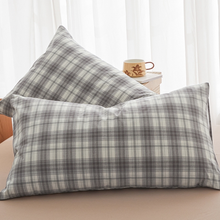 91家纺网 家纺一手货源 找家纺 芬晴家纺 2025新款A类全棉色织防水枕套系列 防水-光年灰