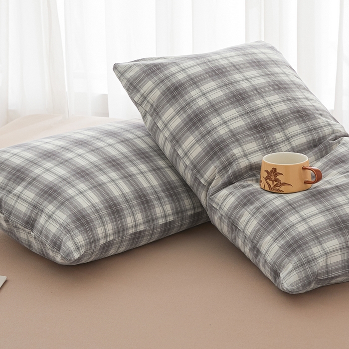 91家纺网 家纺一手货源 找家纺 芬晴家纺 2025新款A类全棉色织防水枕套系列 防水-光年灰