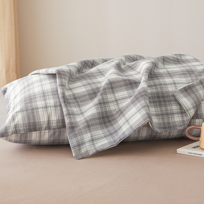 91家纺网 家纺一手货源 找家纺 芬晴家纺 2025新款A类全棉色织防水枕套系列 防水-光年灰