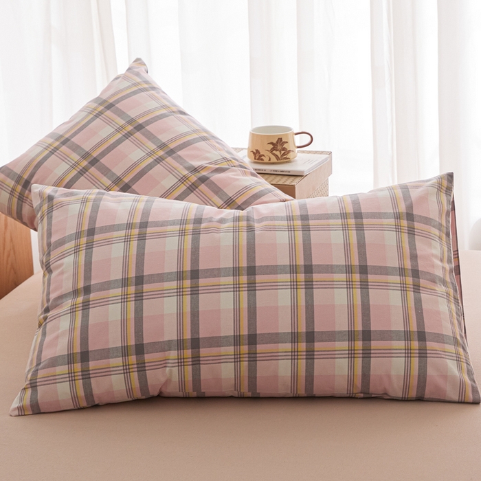 91家纺网 家纺一手货源 找家纺 芬晴家纺 2025新款A类全棉色织防水枕套系列 防水-简兮粉