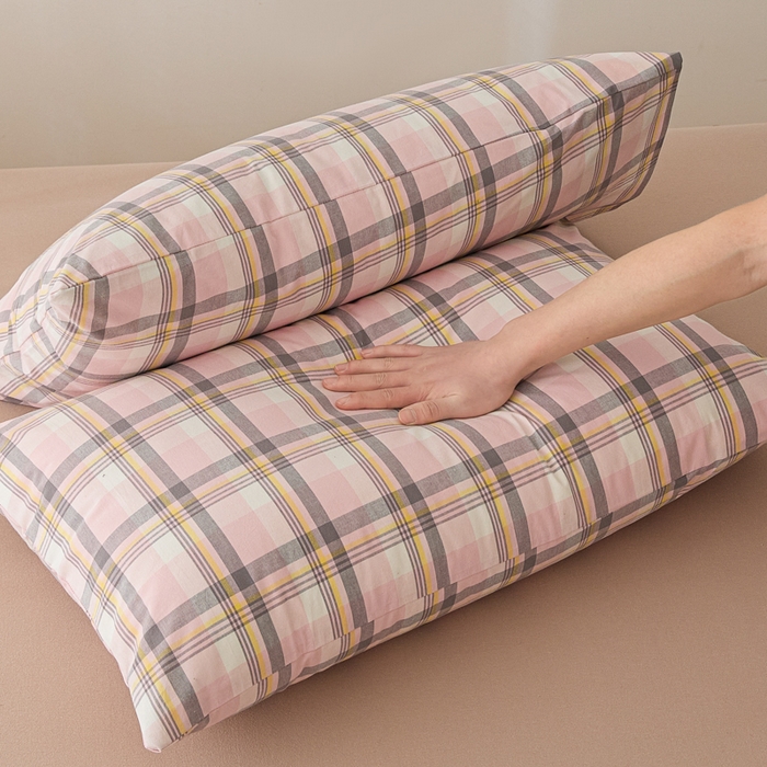 91家纺网 家纺一手货源 找家纺 芬晴家纺 2025新款A类全棉色织防水枕套系列 防水-简兮粉