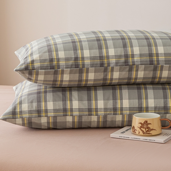 91家纺网 家纺一手货源 找家纺 芬晴家纺 2025新款A类全棉色织防水枕套系列 防水-简兮灰