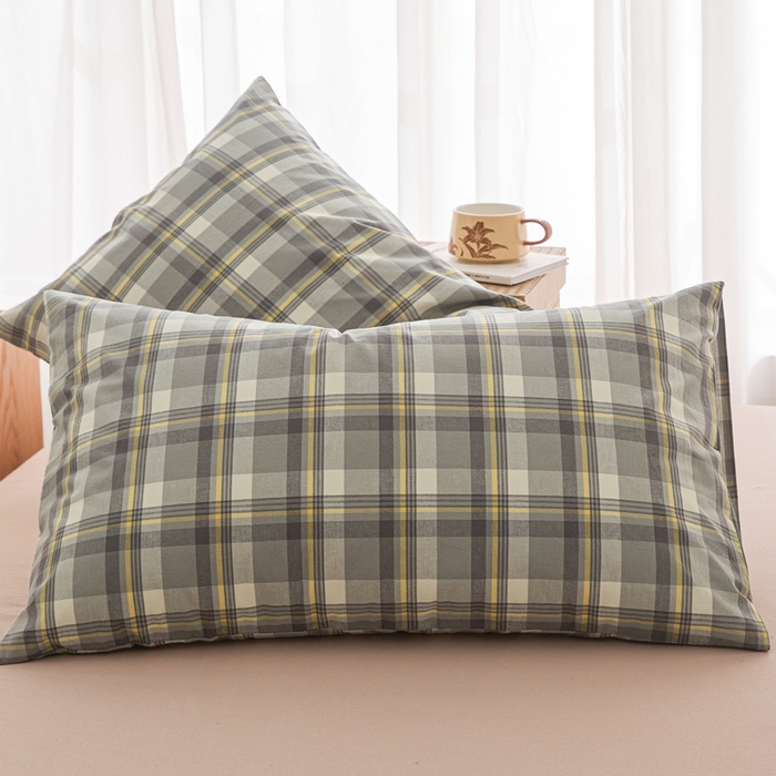 91家纺网 家纺一手货源 找家纺 芬晴家纺 2025新款A类全棉色织防水枕套系列 防水-简兮灰