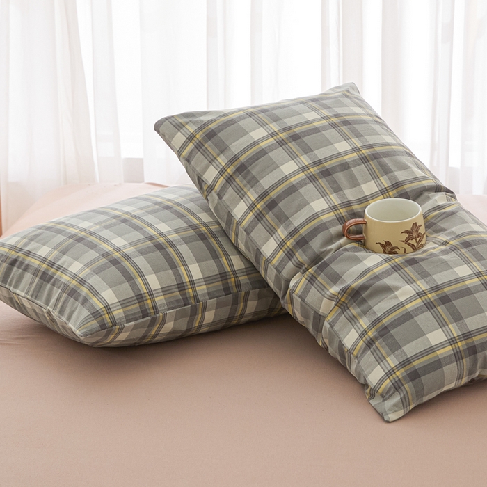 91家纺网 家纺一手货源 找家纺 芬晴家纺 2025新款A类全棉色织防水枕套系列 防水-简兮灰