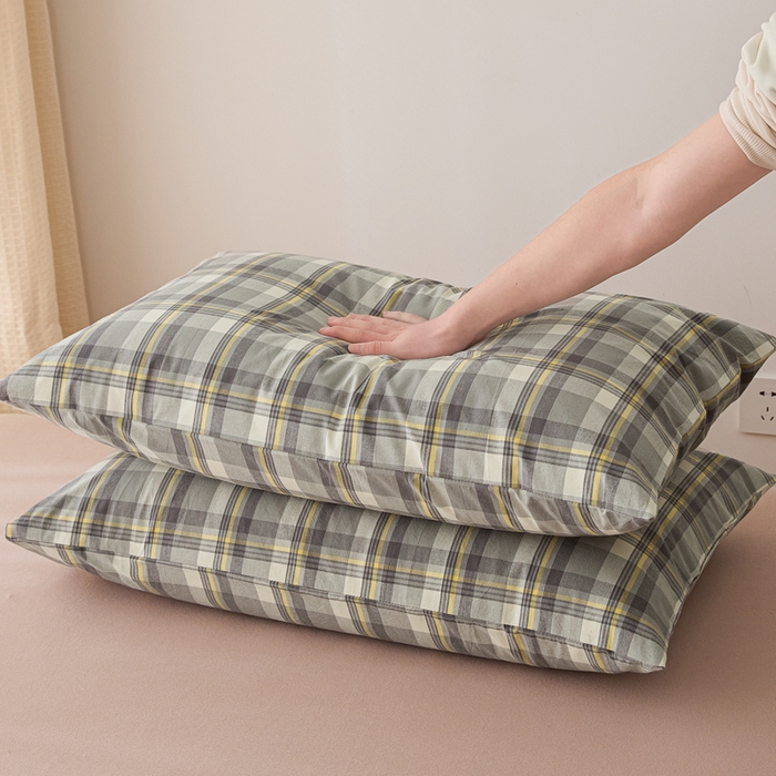 91家纺网 家纺一手货源 找家纺 芬晴家纺 2025新款A类全棉色织防水枕套系列 防水-简兮灰