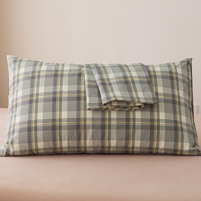 91家纺网 家纺一手货源 找家纺 芬晴家纺 2025新款A类全棉色织防水枕套系列 防水-简兮灰