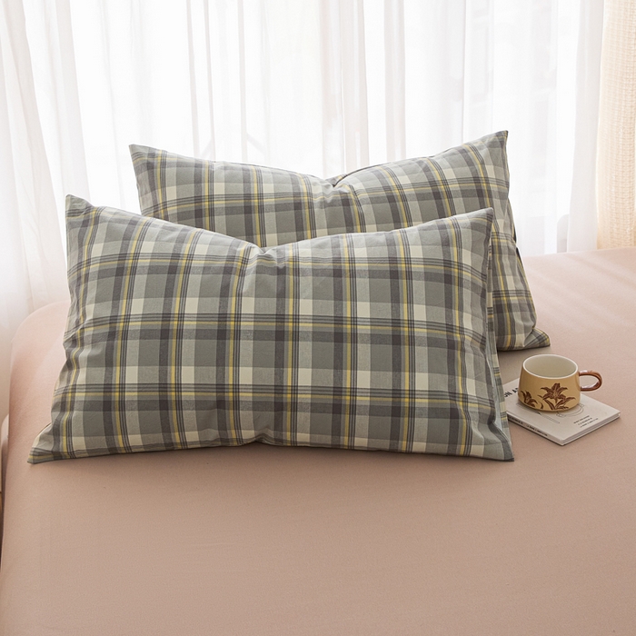 91家纺网 家纺一手货源 找家纺 芬晴家纺 2025新款A类全棉色织防水枕套系列 防水-简兮灰