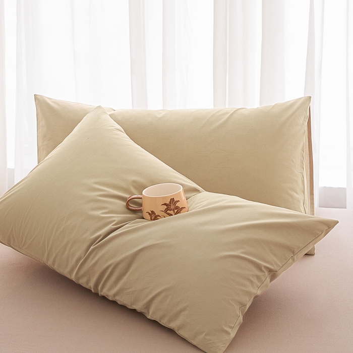 芬晴家纺 2025新款A类全棉色织防水枕套系列 防水-卡其