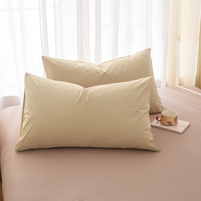 91家纺网 家纺一手货源 找家纺 芬晴家纺 2025新款A类全棉色织防水枕套系列 防水-卡其