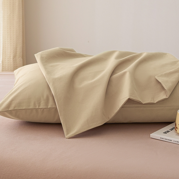 91家纺网 家纺一手货源 找家纺 芬晴家纺 2025新款A类全棉色织防水枕套系列 防水-卡其