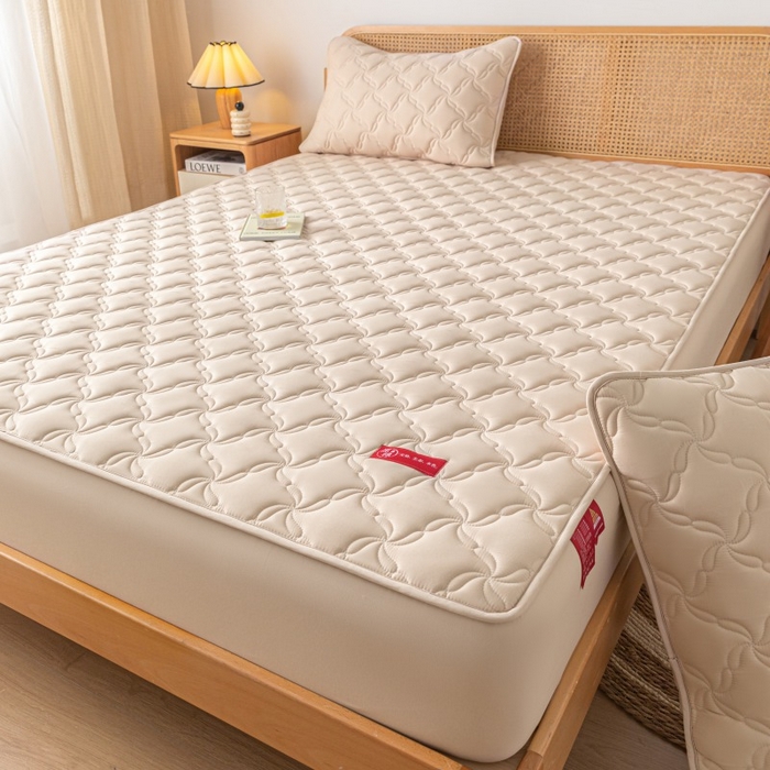 91家纺网 家纺一手货源 找家纺 芬晴家纺 2025新款母婴级大豆防水床笠-马丁-风车 风车-卡其