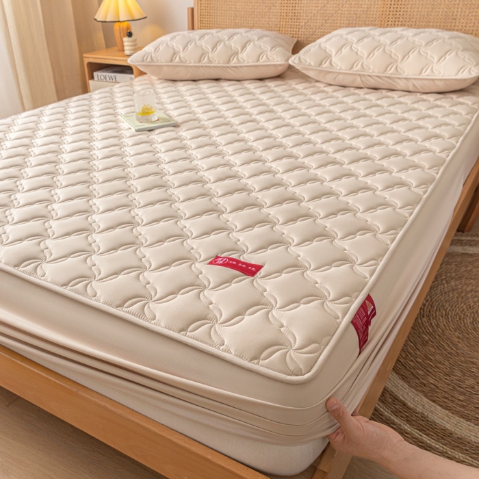 91家纺网 家纺一手货源 找家纺 芬晴家纺 2025新款母婴级大豆防水床笠-马丁-风车 风车-卡其