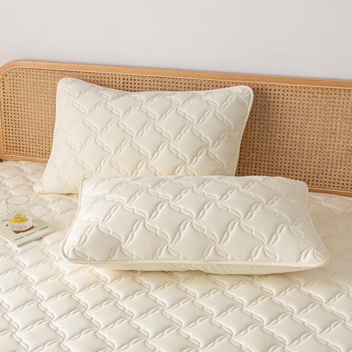 91家纺网 家纺一手货源 找家纺 芬晴家纺 2025新款母婴级大豆防水床笠-马丁-风车 风车-米白