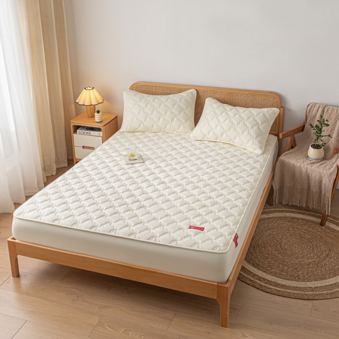 91家纺网 家纺一手货源 找家纺 芬晴家纺 2025新款母婴级大豆防水床笠-马丁-风车 风车-米白