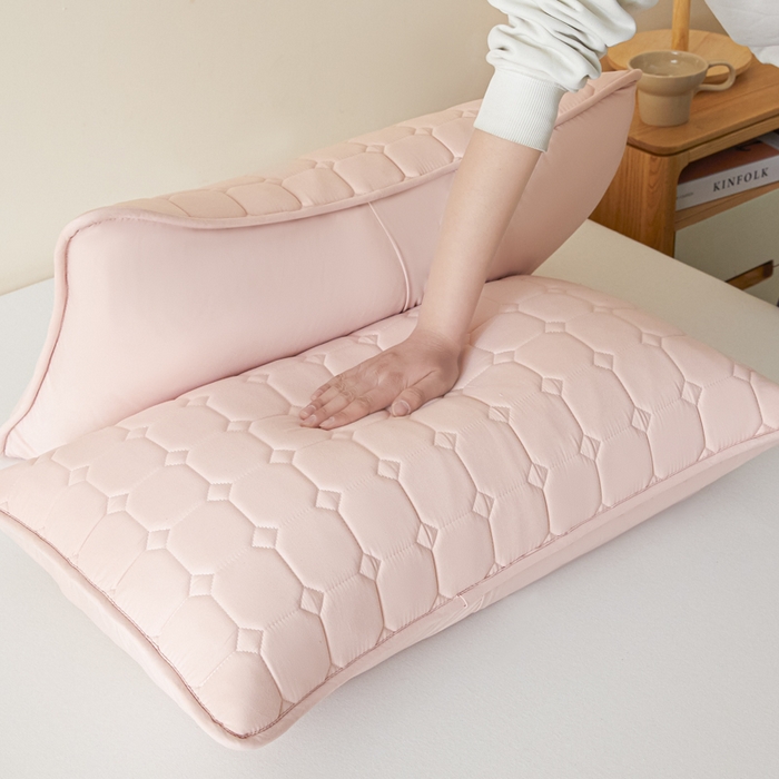 91家纺网 家纺一手货源 找家纺 芬晴家纺 2025新款A类母婴级防水枕套系列 简格-豆沙粉