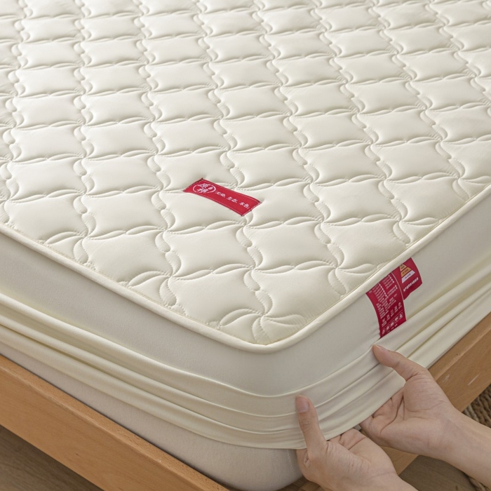 91家纺网 家纺一手货源 找家纺 芬晴家纺 2025新款母婴级大豆防水床笠-马丁-风车 风车-米白